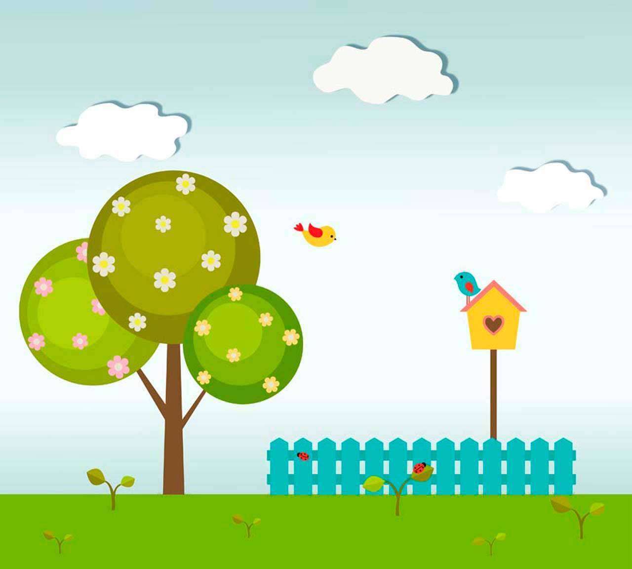 Фотообои в интерьере дерево у синего забора  12-351 фото