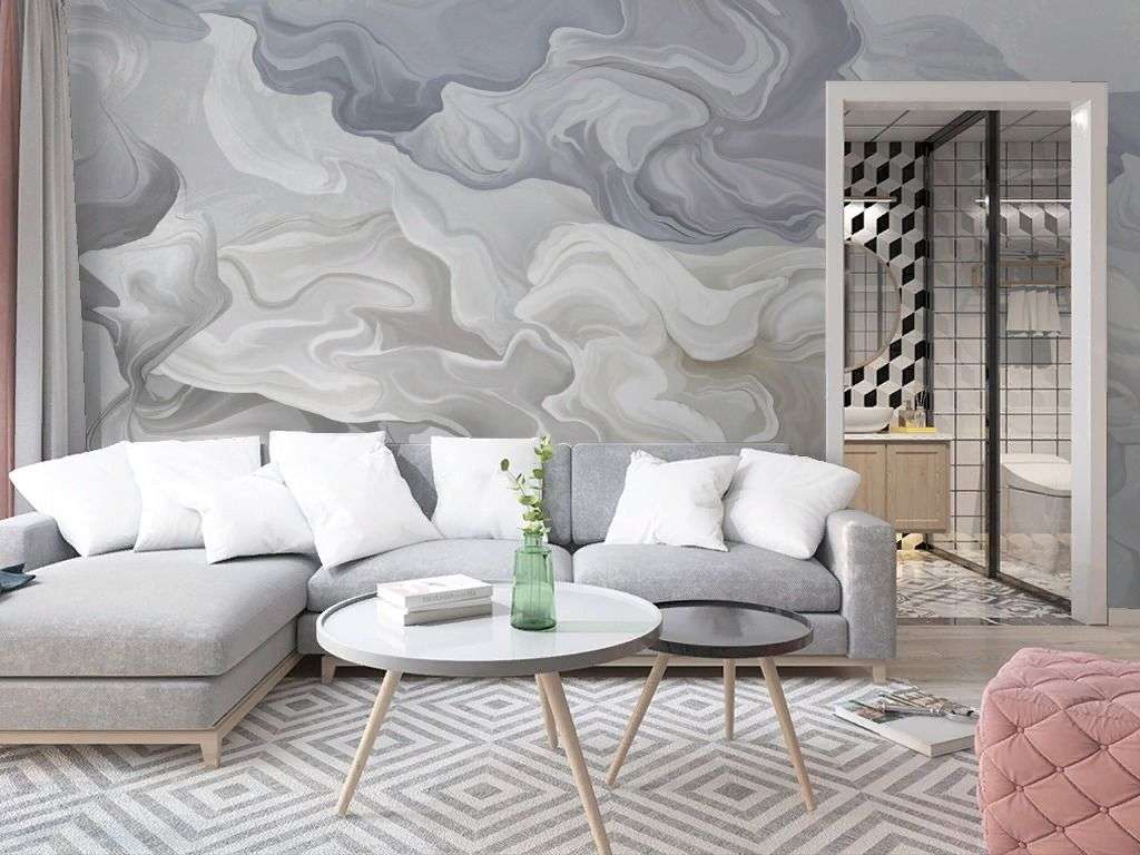 Фотообои в интерьере 3д абстракция чернилами  13-716 фото