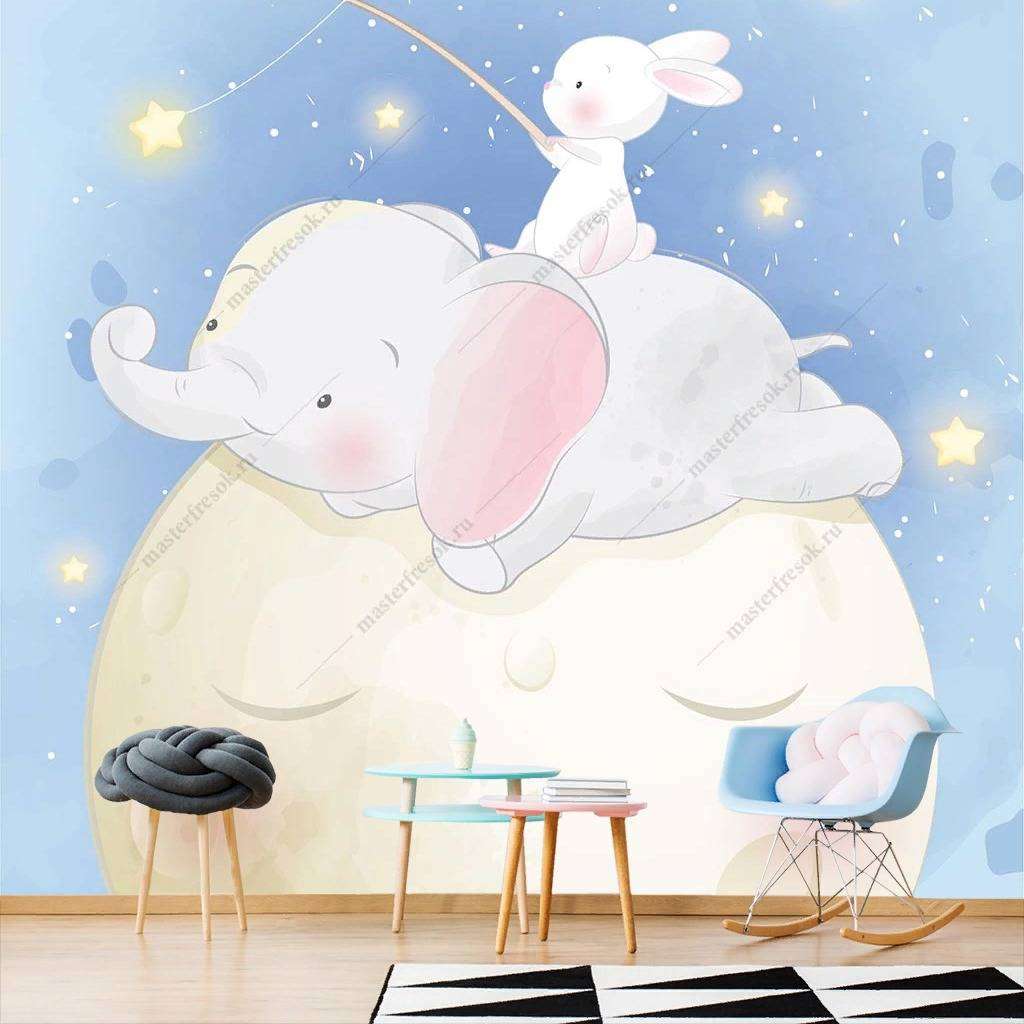 Фотообои в интерьере зверята на луне  12-1164 фото