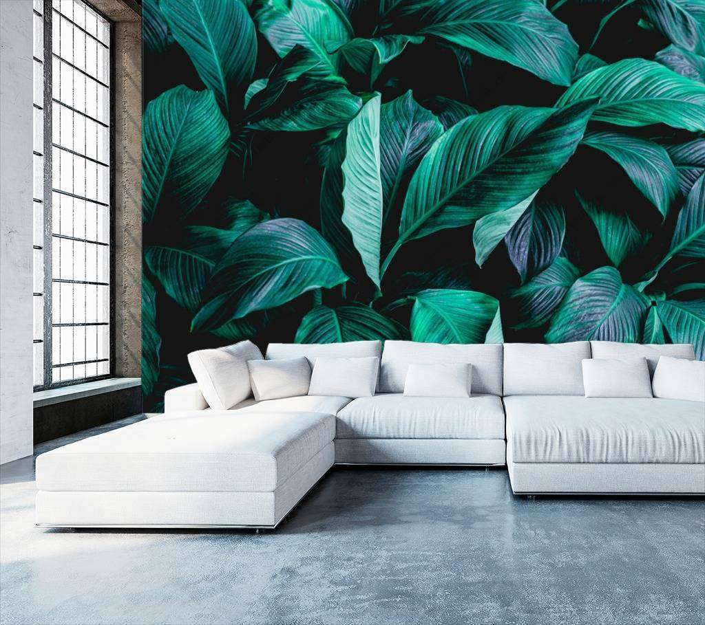 Фотообои в интерьере листья зеленые большие  9-998 фото