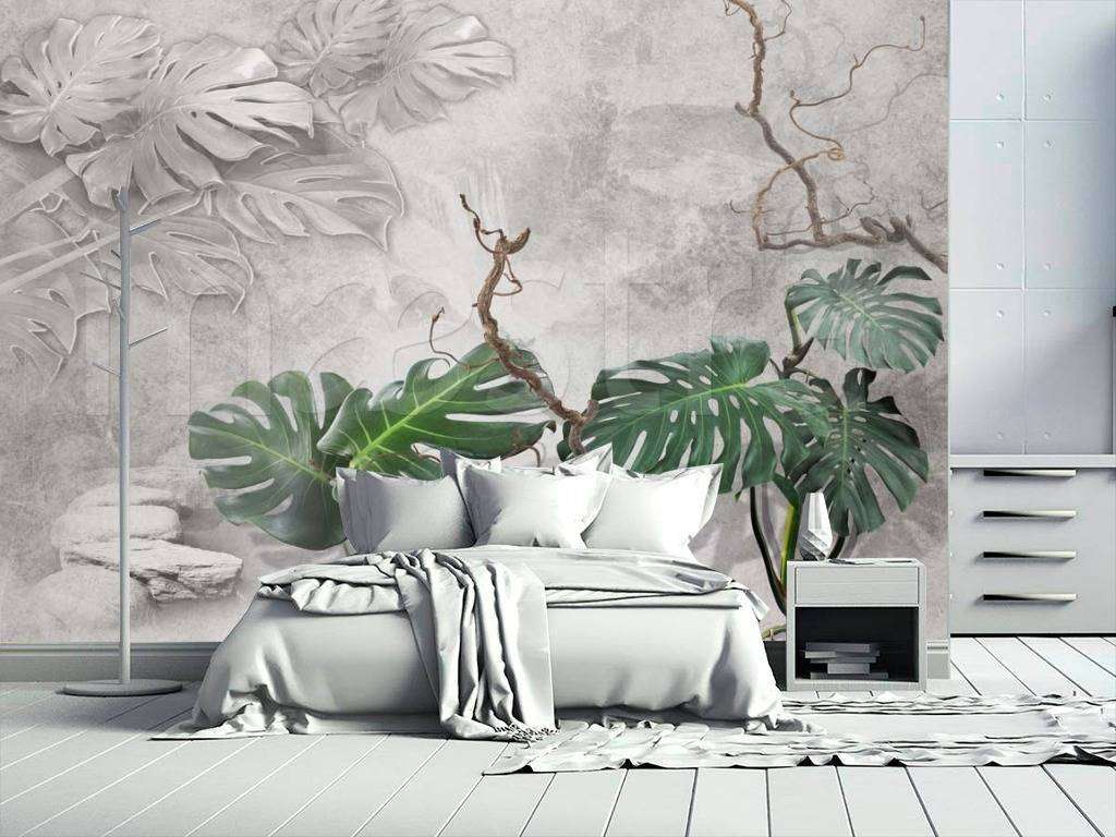 Фотообои Бесшовные обои на стену:  Монстера 3д. Артикул: 7-766  