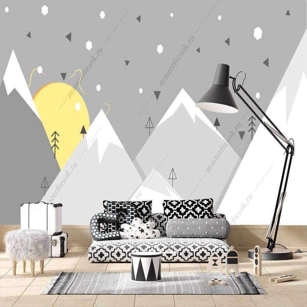 Фотообои в интерьере горы серые  12-852 фото