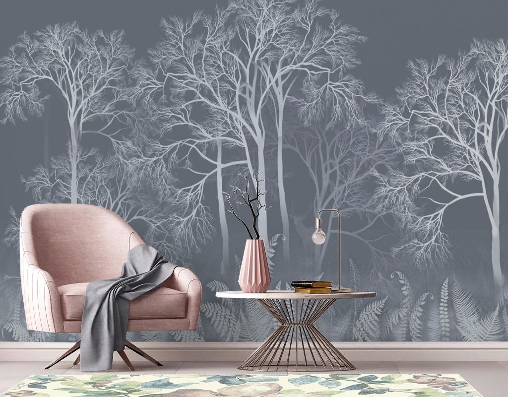 Фотообои Лес светлый на темном фоне  13-705