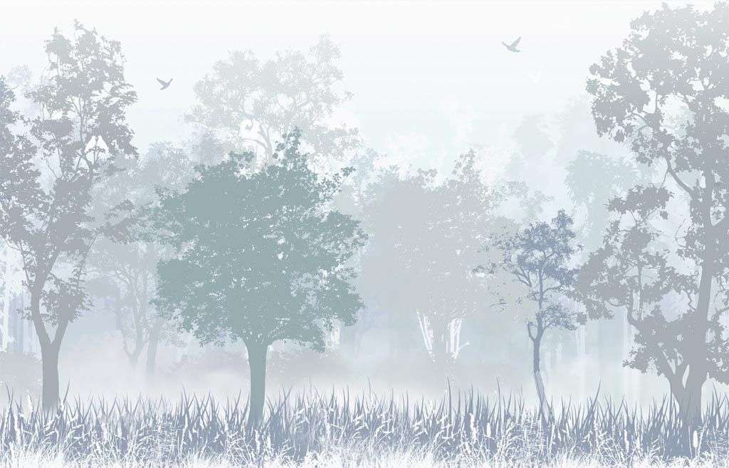 Фотообои в интерьере лес нежно голубой  12-1511 фото