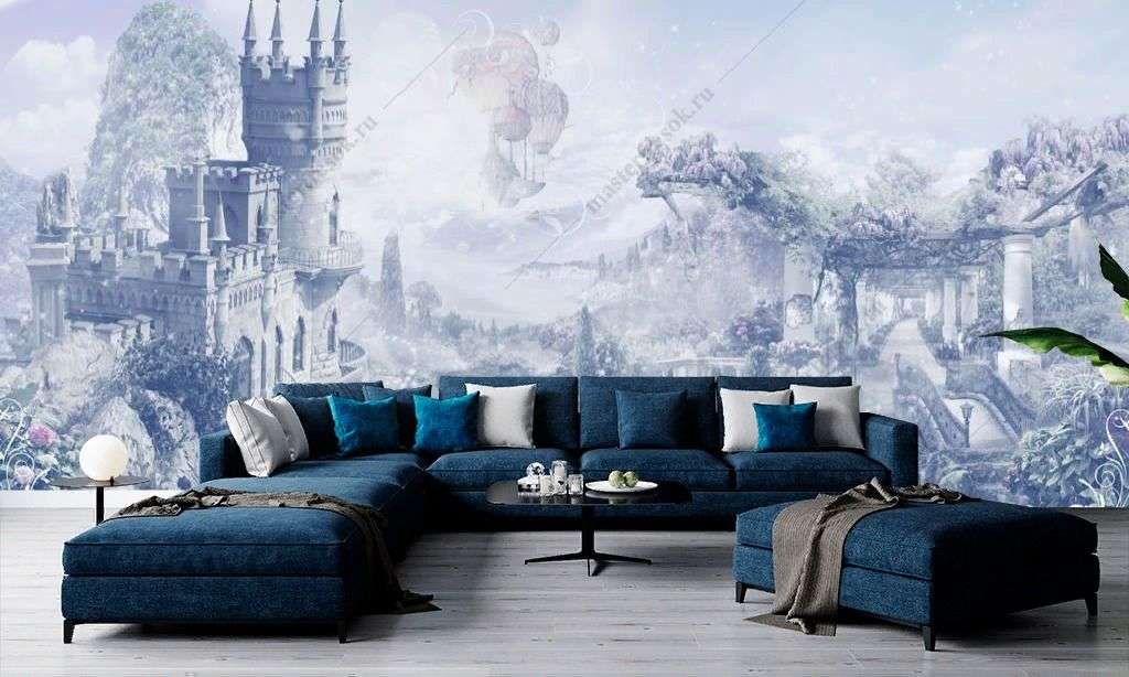 Фотообои в интерьере замок в горах  13-346 фото