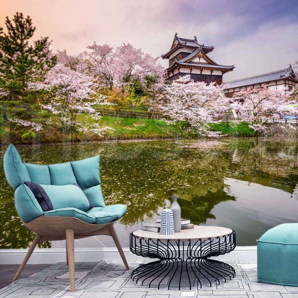 Фотообои Япония в замке Корияма в весенний сезон  10-034