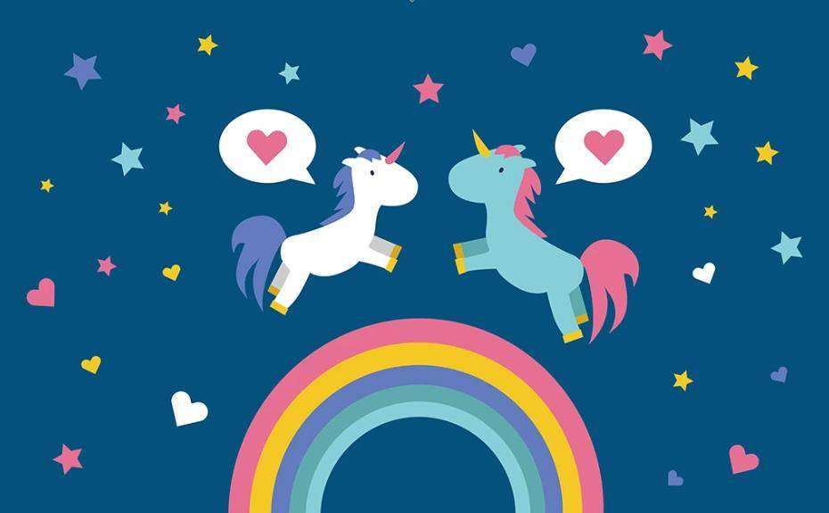 Фотообои в интерьере единороги на радуге  15-343 фото