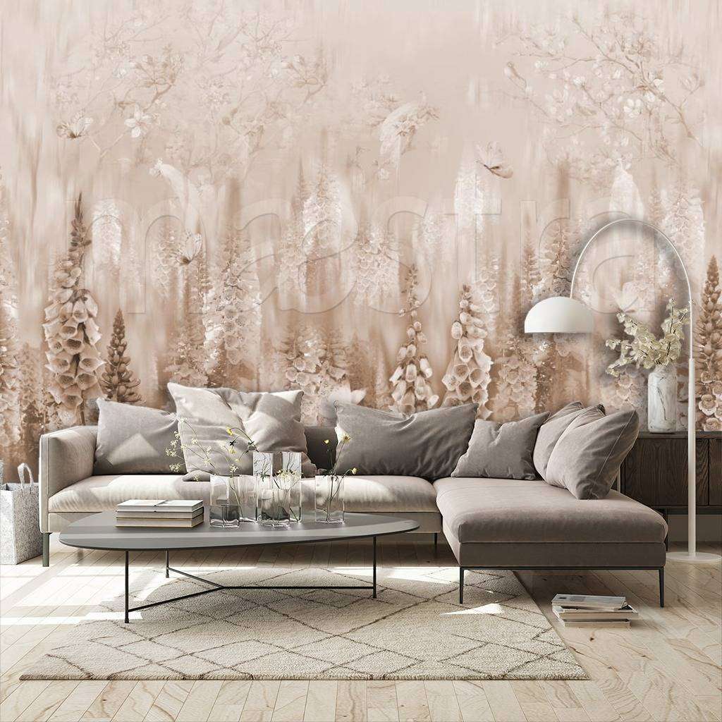 Фотообои в интерьере коричневый луг  7-919 фото