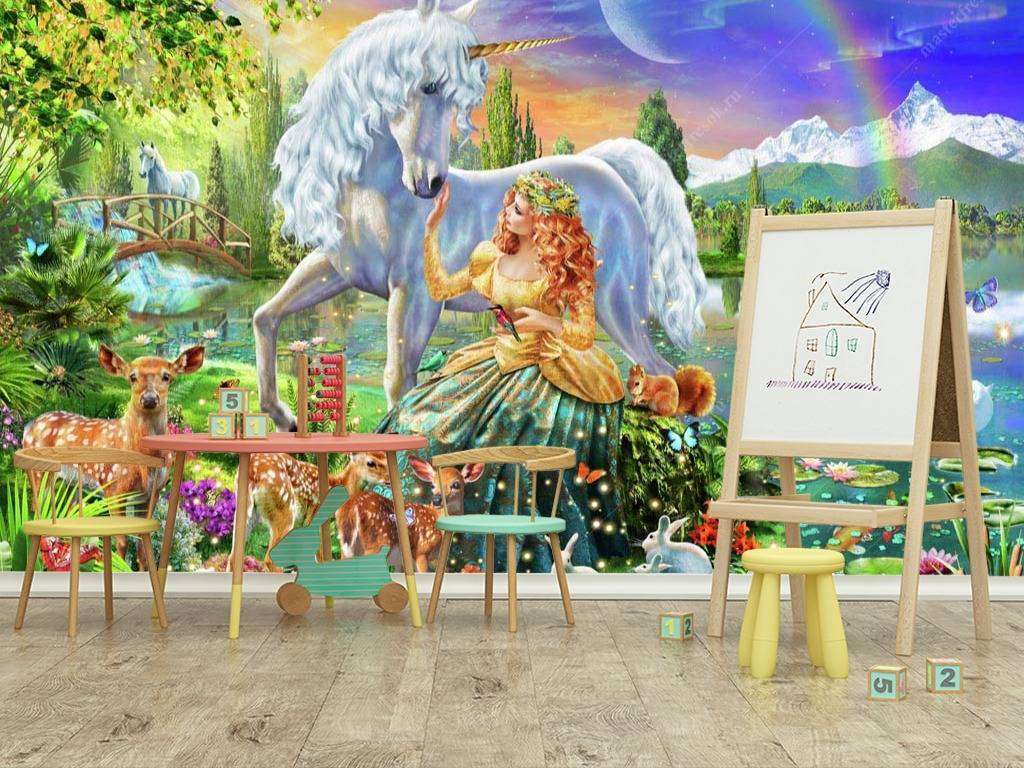 Фотообои Бесшовные обои на стену:  Волшебный единорог. Артикул: 8-310  