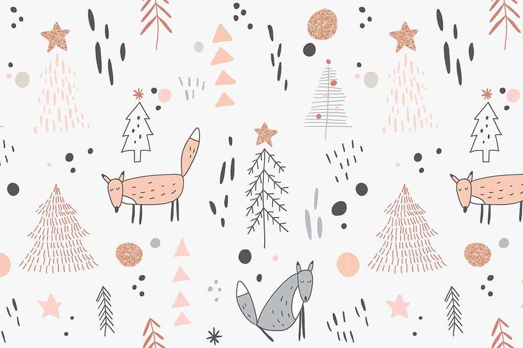 Фотообои в интерьере лисички и волки  12-700 фото