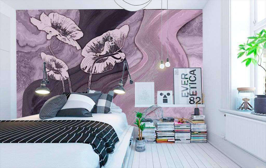 Фотообои в интерьере фиолетовая гладь  13-096 фото