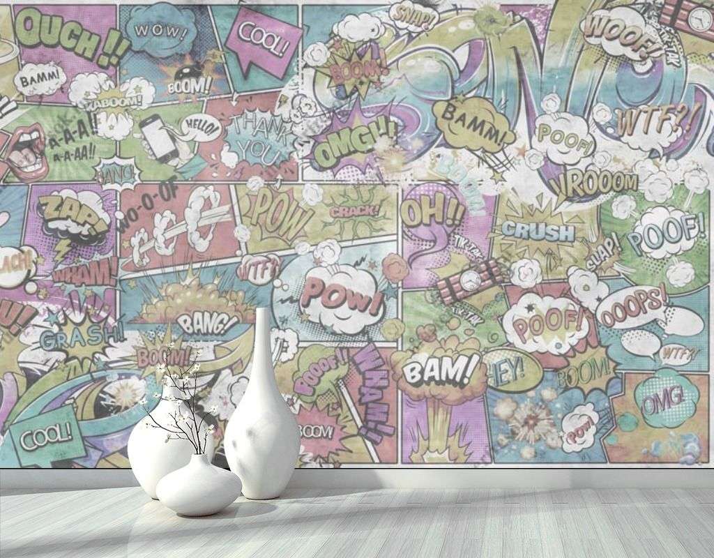 Фотообои в интерьере комиксы на стену  12-1369 фото