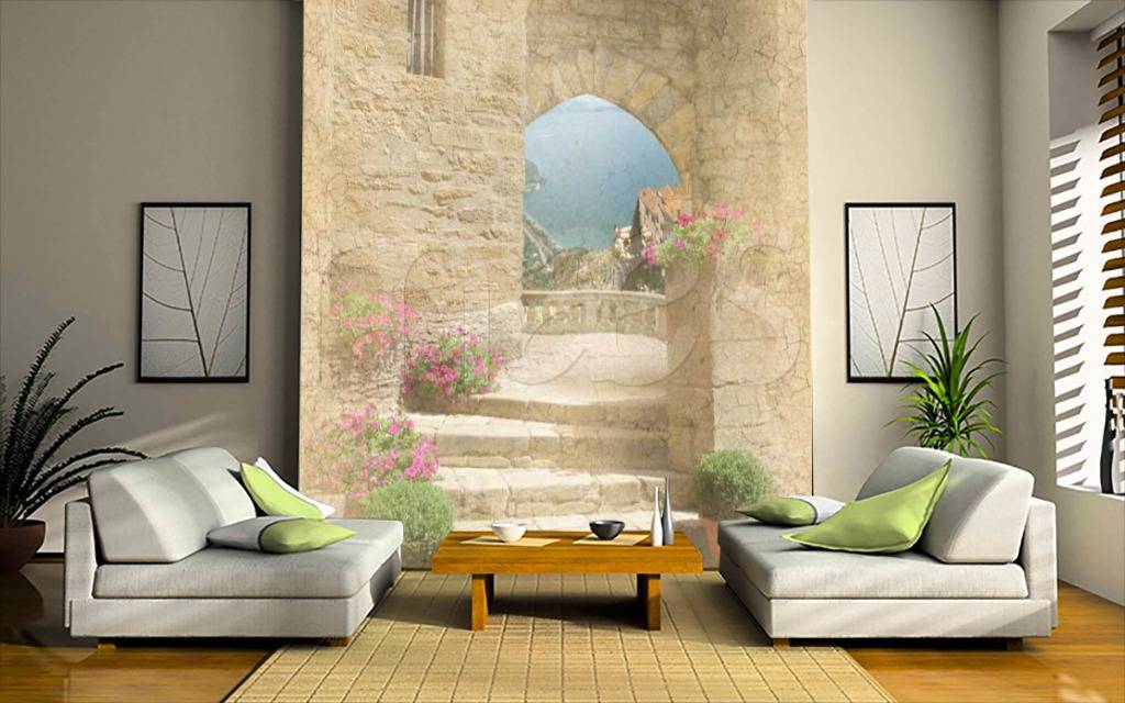 Фотообои Арка с выходом на скалистый берег  11-064