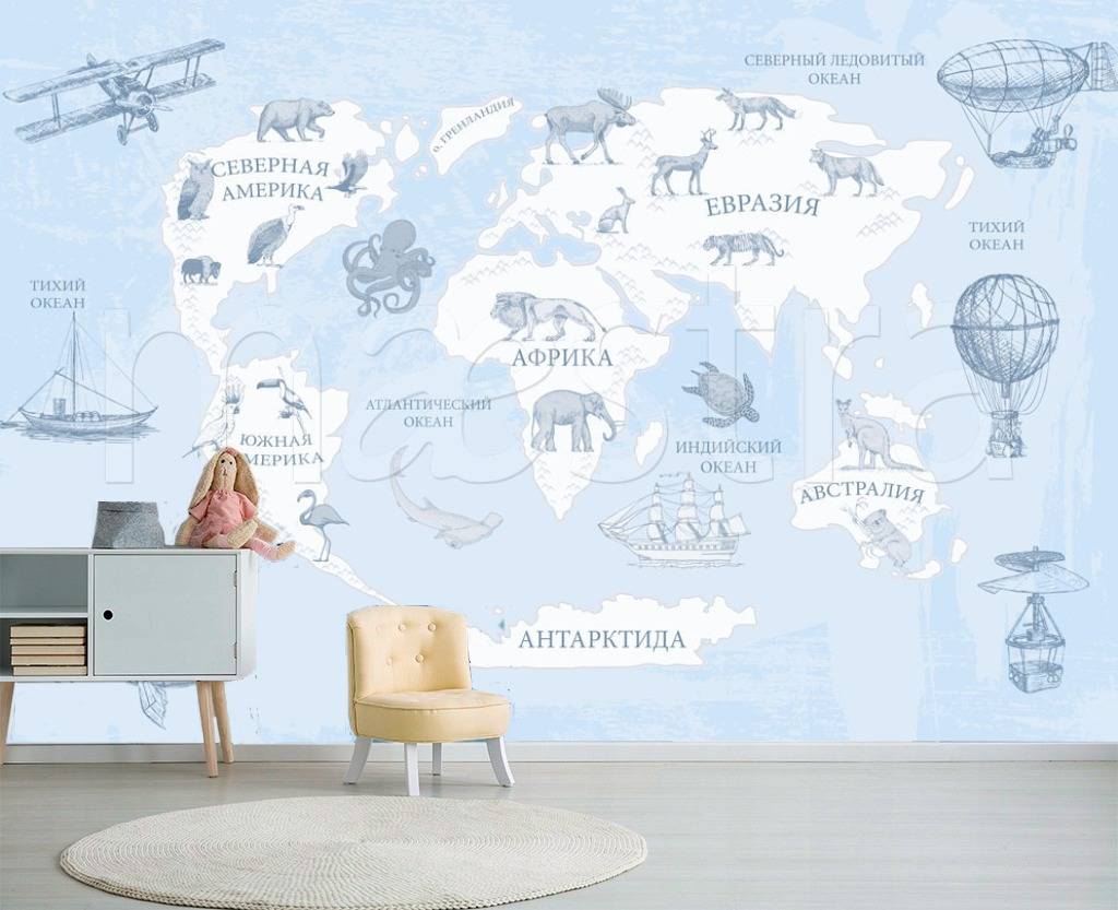 Фотообои Карта русская с дирижаблем  12-507