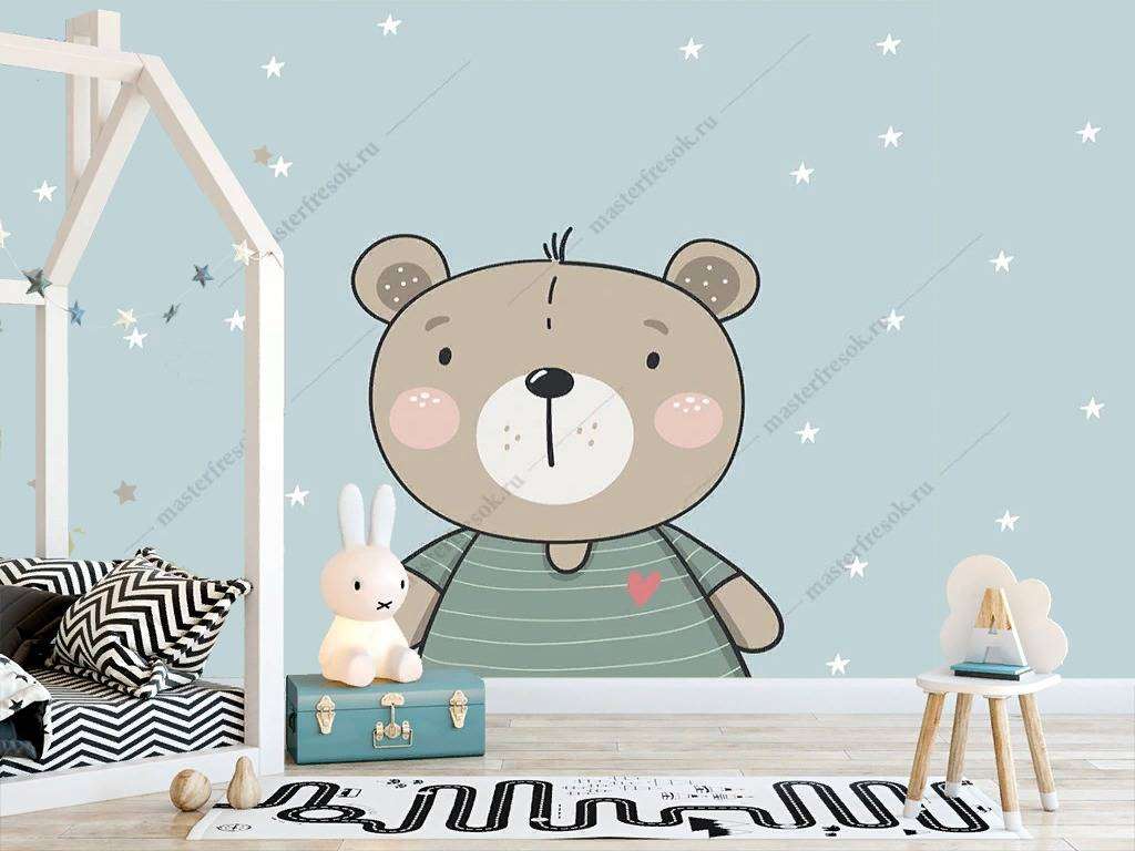 Фотообои в интерьере мишка  12-878 фото