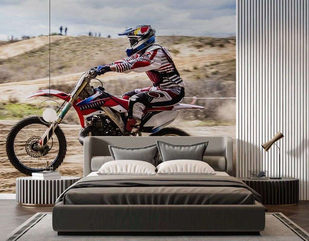 Фотообои в интерьере мотоциклист  9-1964 фото