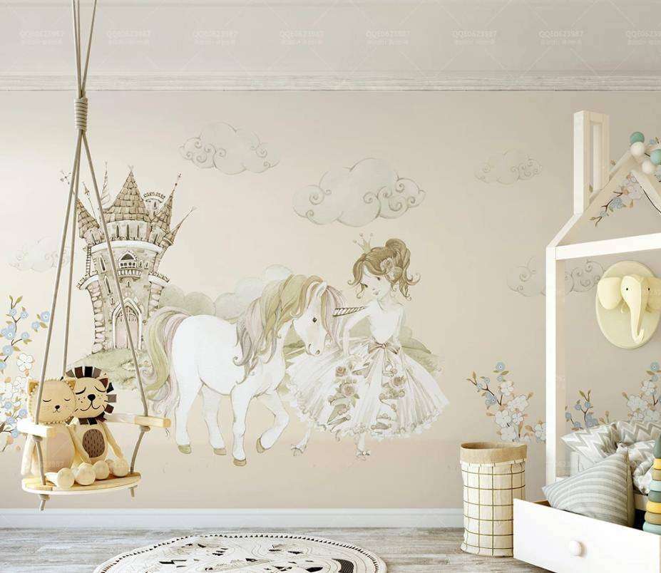 Фотообои Бесшовные обои на стену:  Принцесса и единорог. Артикул: 15-125  