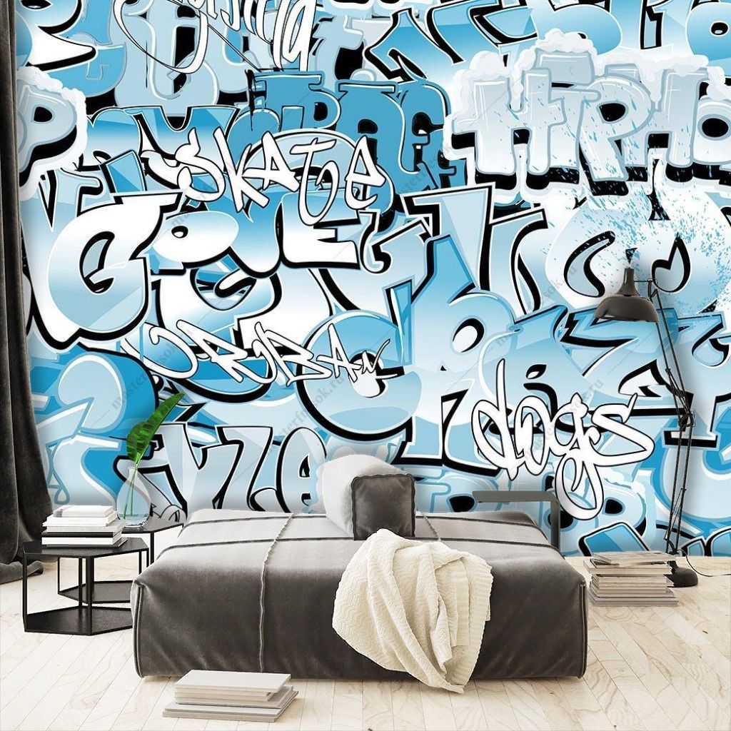 Фотообои Голубое граффити  12-1277