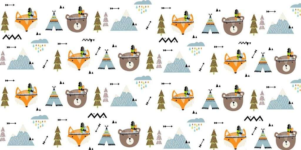 Фотообои в интерьере мишки и вигвамы  12-665 фото