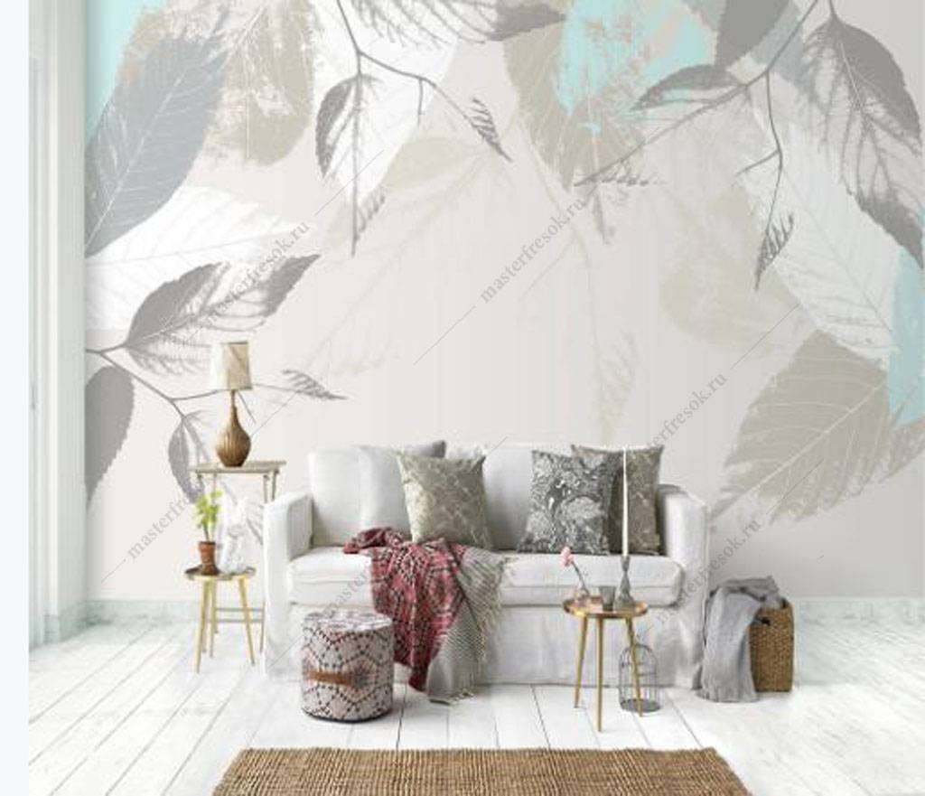 Фотообои в интерьере нежная листва  16-167 фото