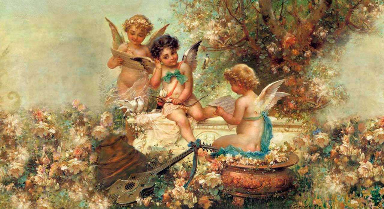 Фотообои в интерьере три ангела . ханс зацка.  1-023 фото