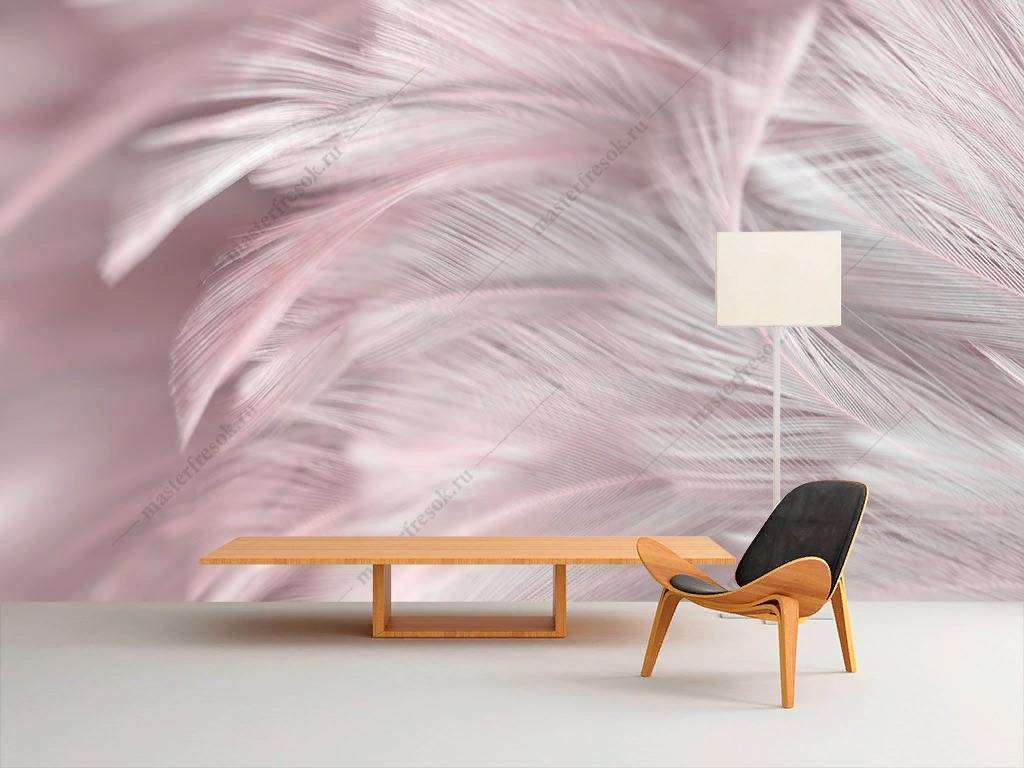Фотообои в интерьере розовые перышки  9-1220 фото