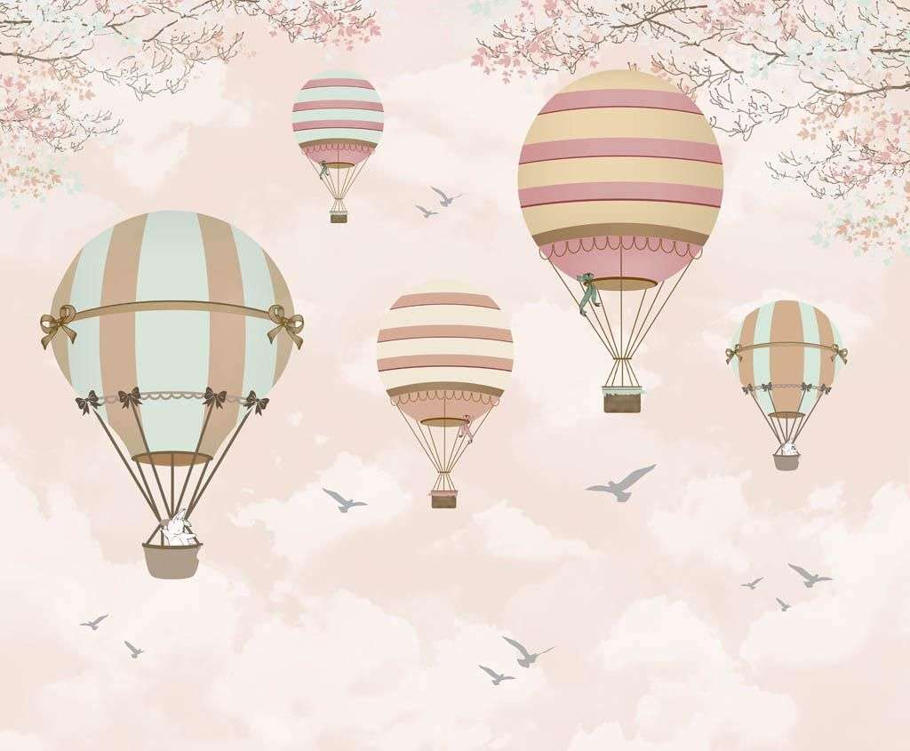 Фотообои в интерьере воздушные шары на бежевом фоне  14-159 фото