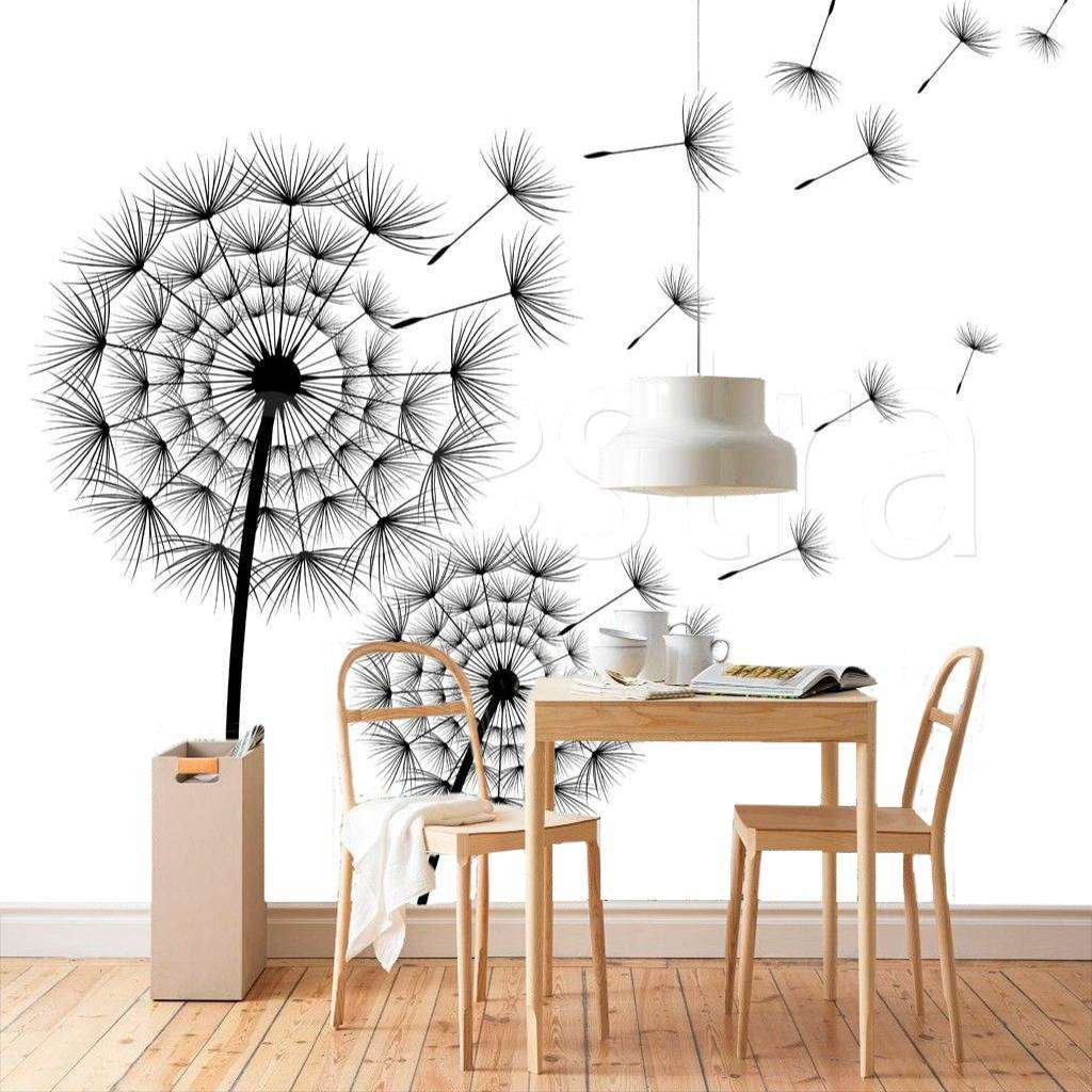 Фотообои Силуэт черно белого одуванчика  10-084