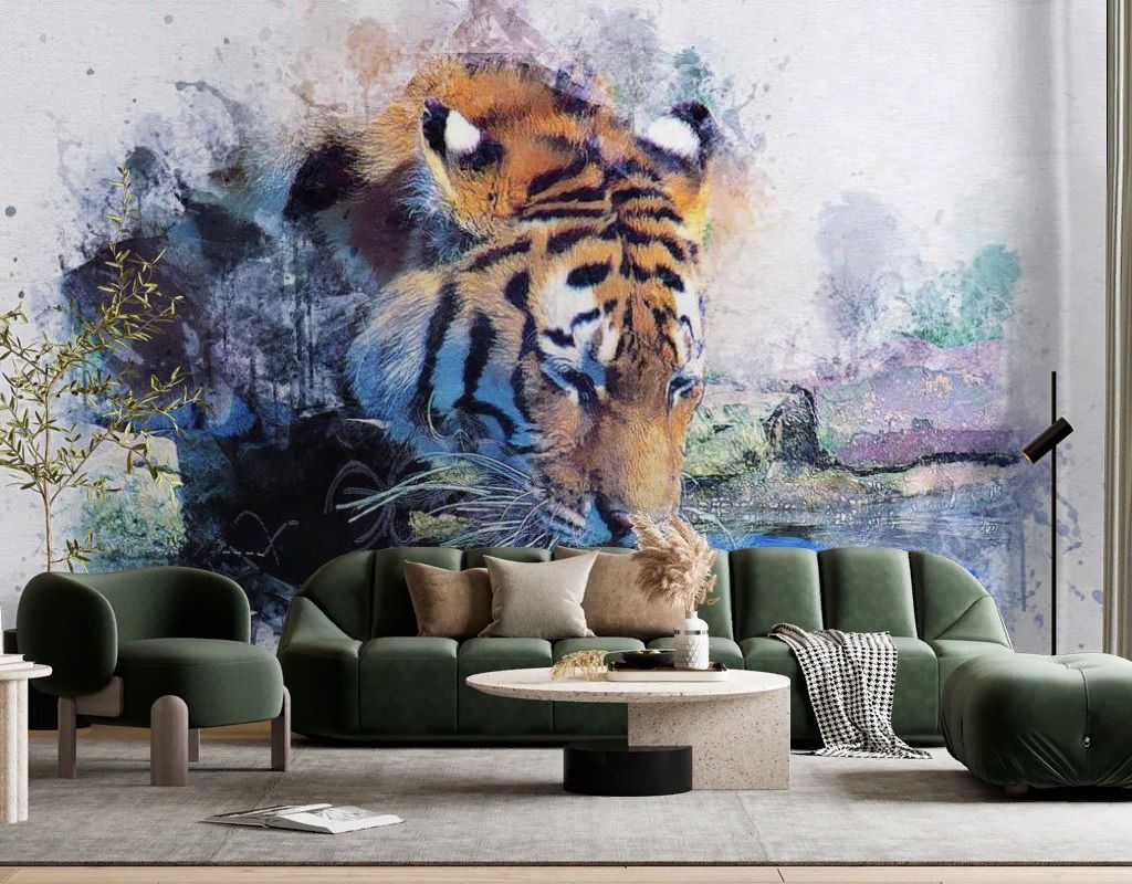 Фотообои Тигр пьёт воду  17-4302