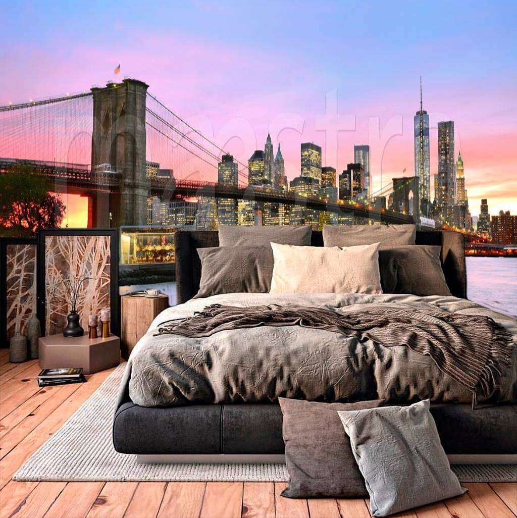 Фотообои в интерьере панорам бруклинского моста  9-820 фото