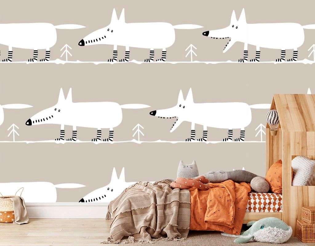 Фотообои в интерьере собачки на обоях  12-1648 фото