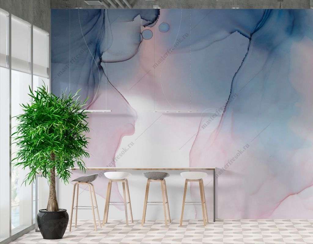 Фотообои в интерьере акварельный голубой фон  9-1543 фото