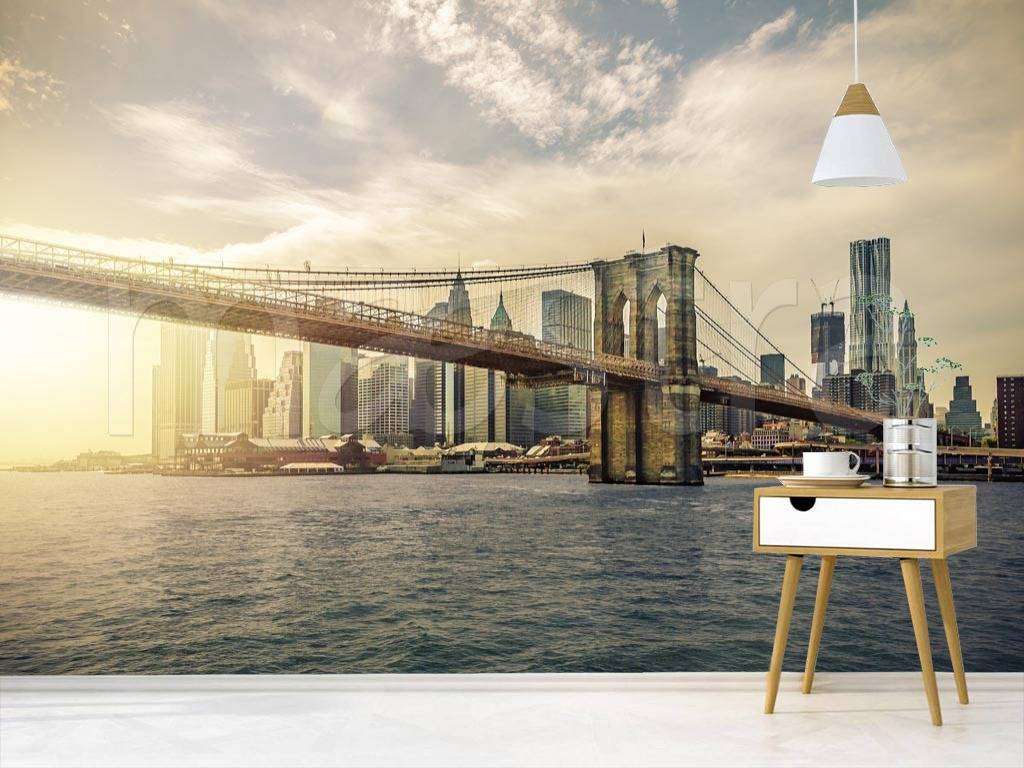 Фотообои в интерьере туманное утро в нью йорке  9-841 фото
