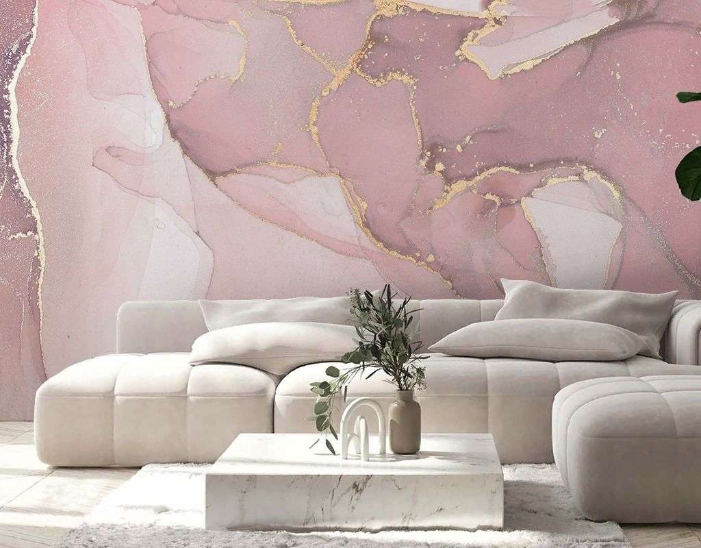 Фотообои в интерьере флюид арт пудровый  9-2030 фото