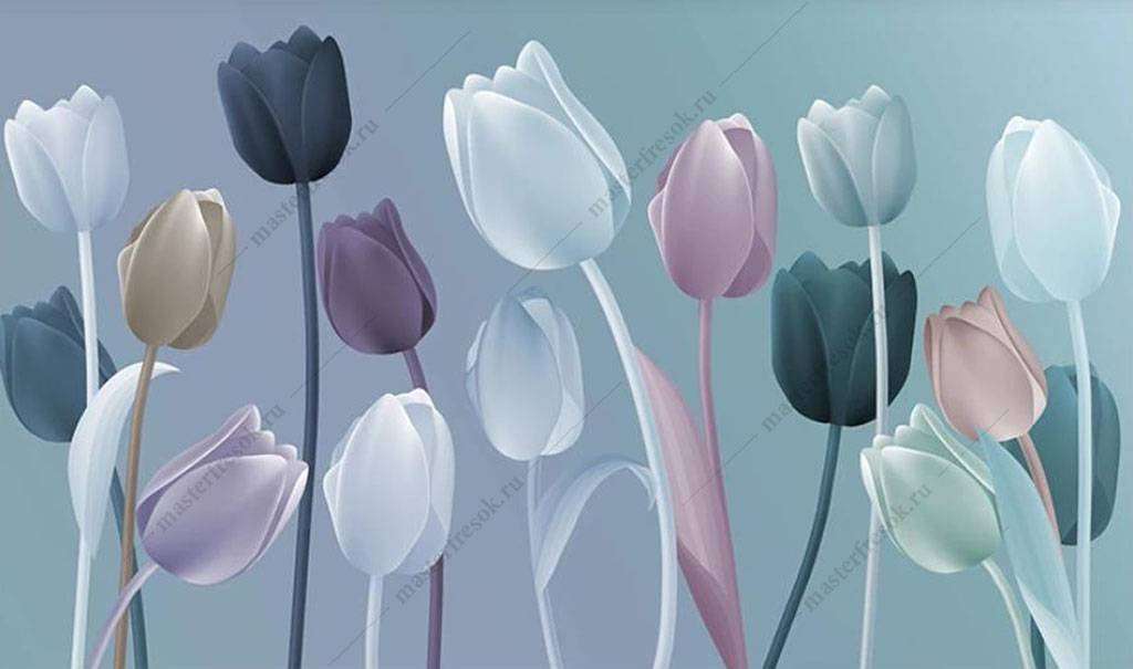 Фотообои в интерьере тюльпаны  16-120 фото