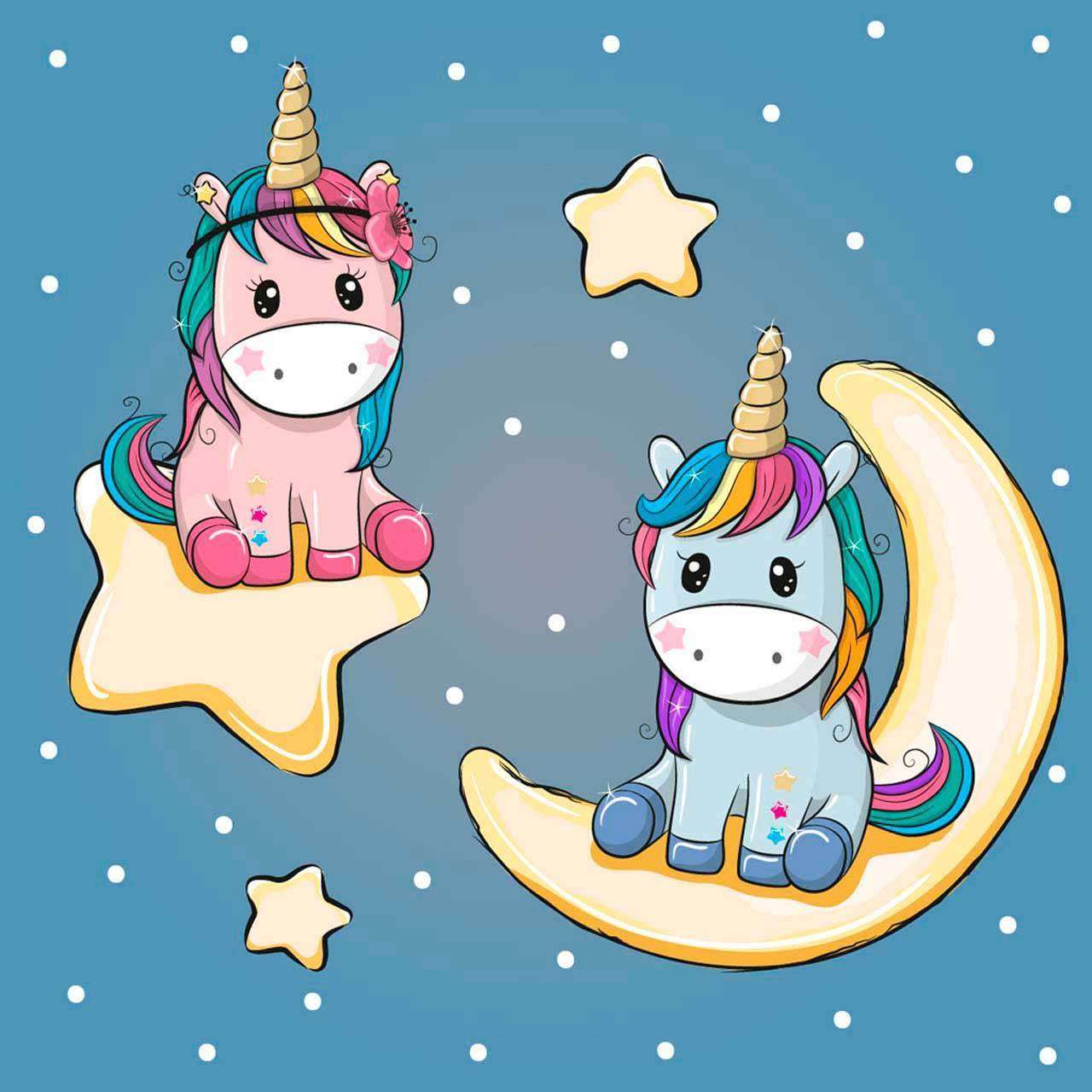 Фотообои в интерьере единороги на луне  12-598 фото