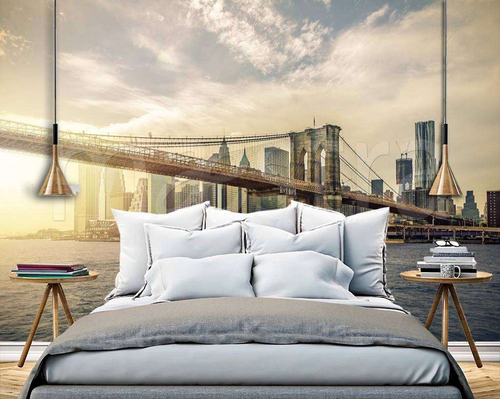 Фотообои в интерьере туманное утро в нью йорке  9-841 фото