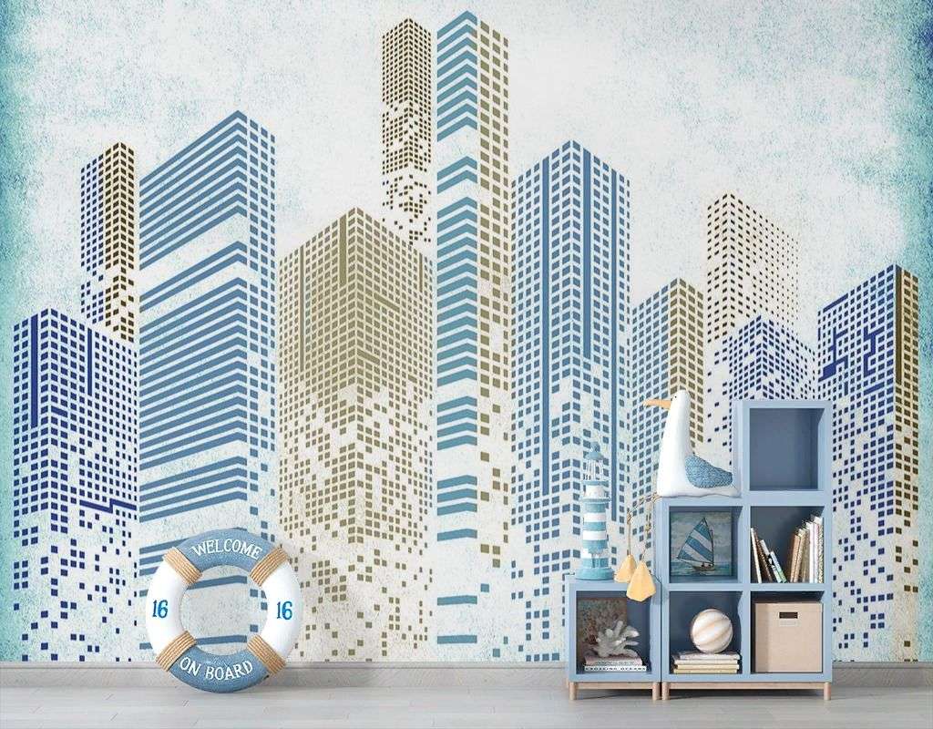 Фотообои в интерьере город 3д  9-1926 фото