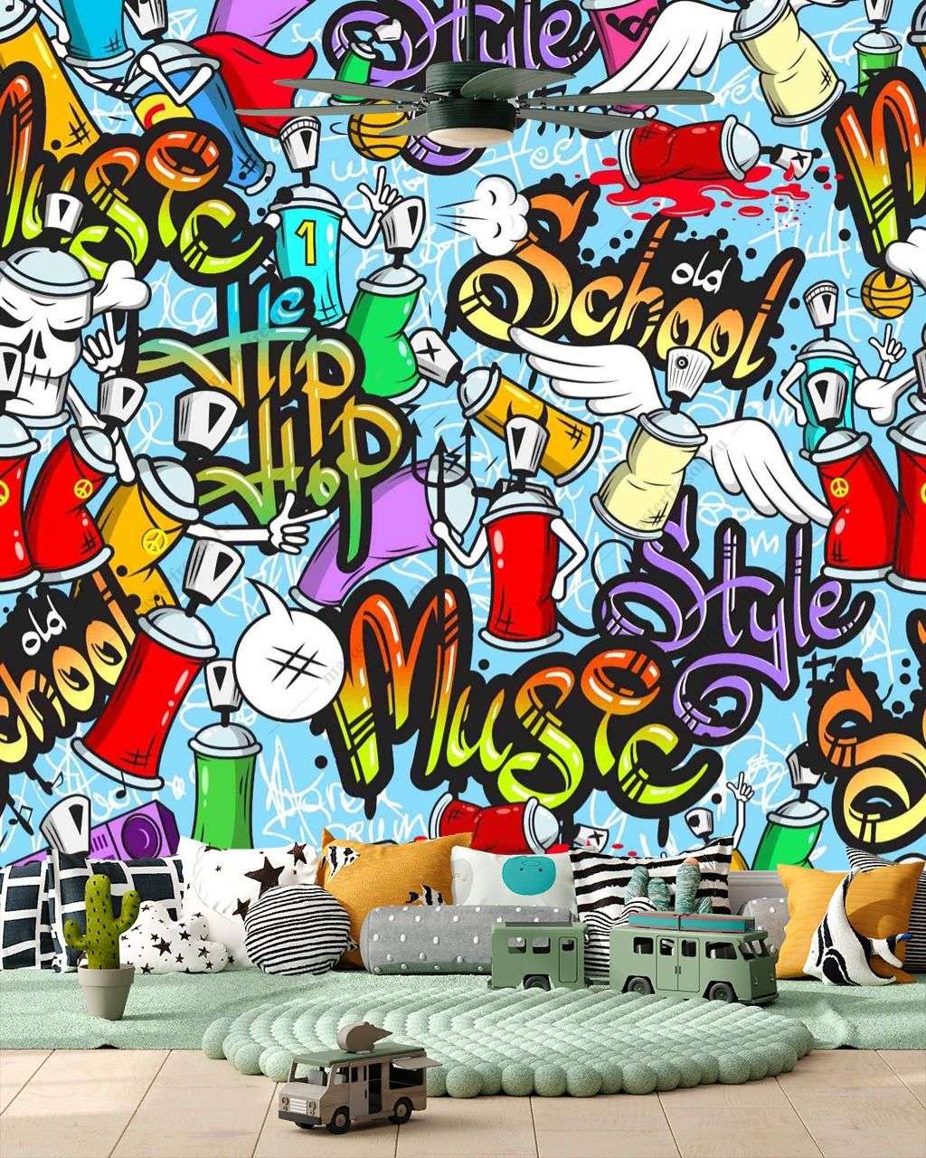 Фотообои в интерьере уличное граффити  12-1286 фото