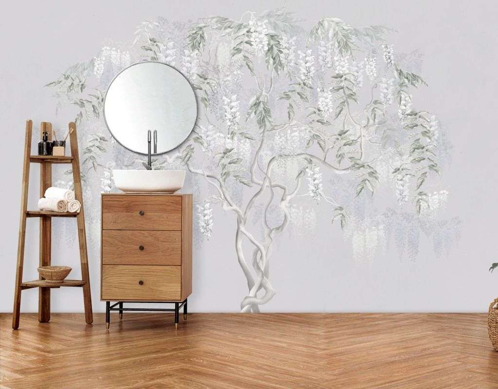 Фотообои в интерьере цветущая глициния  13-732 фото