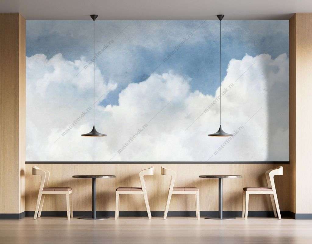 Фотообои в интерьере белоснежные облака  9-1604 фото