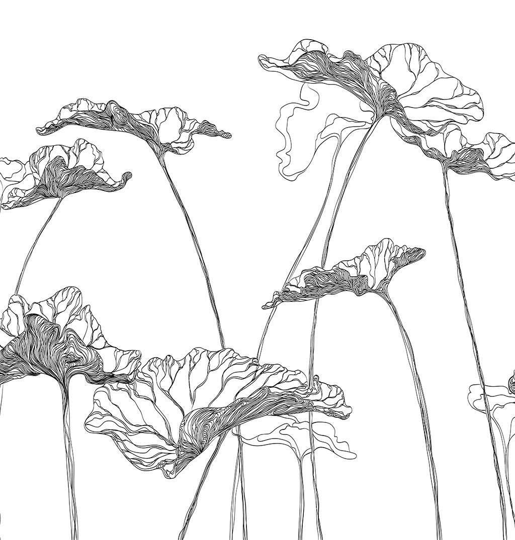 Фотообои в интерьере эскиз цветов   14-699 фото