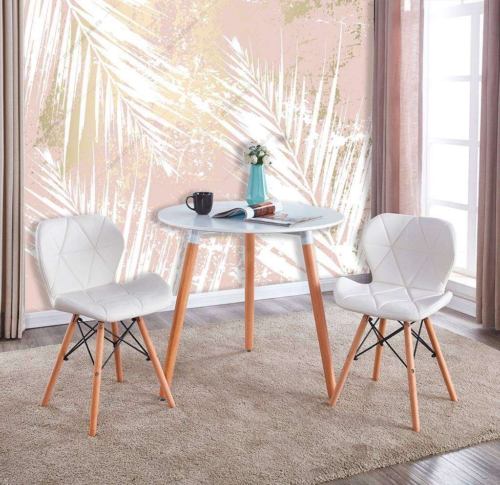 Фотообои Бесшовные обои на стену:  Белые листья папоротника. Артикул: 9-1109  