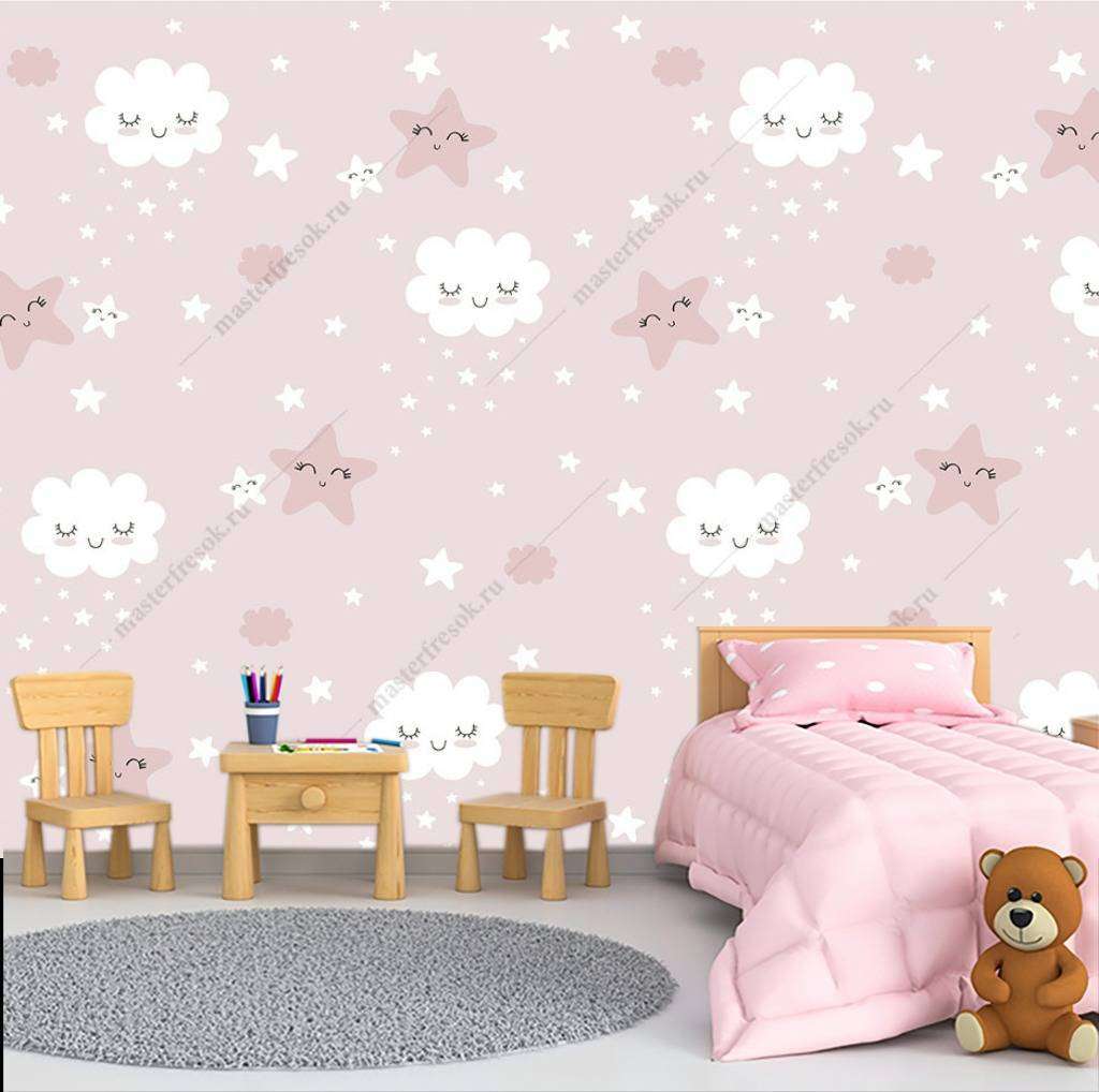 Фотообои в интерьере облака на розовом  12-761 фото