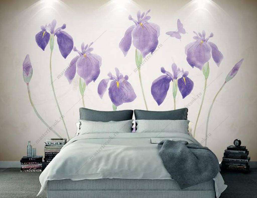 Фотообои в интерьере ирисы цветы  15-948 фото