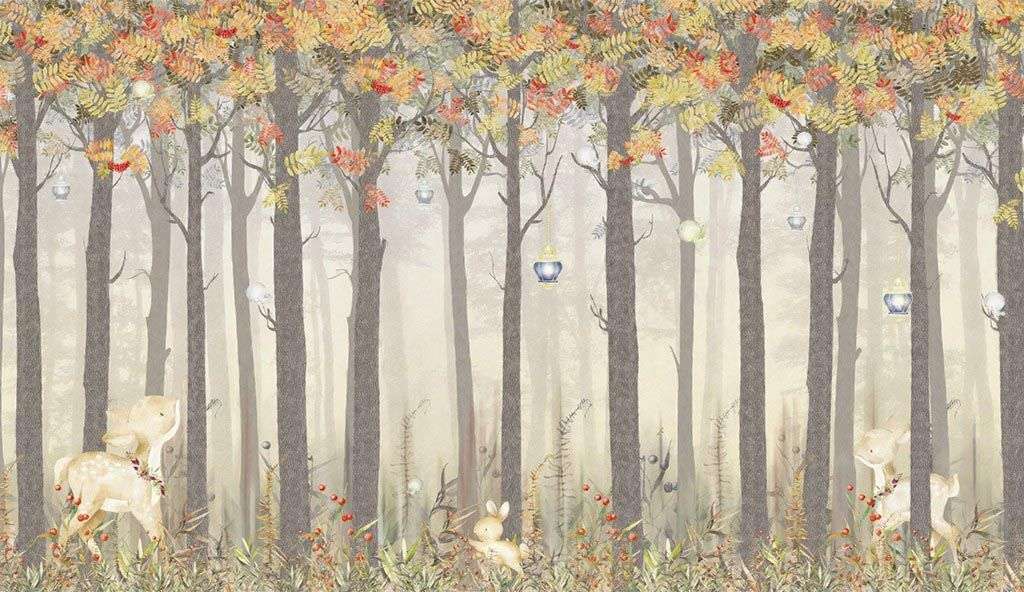 Фотообои в интерьере осенний лес  14-446 фото