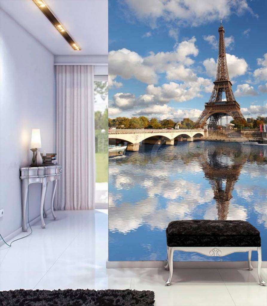 Фотообои Бесшовные обои на стену:  Вид на эйфелеву башню снизу во время заката. Артикул: 9-789  