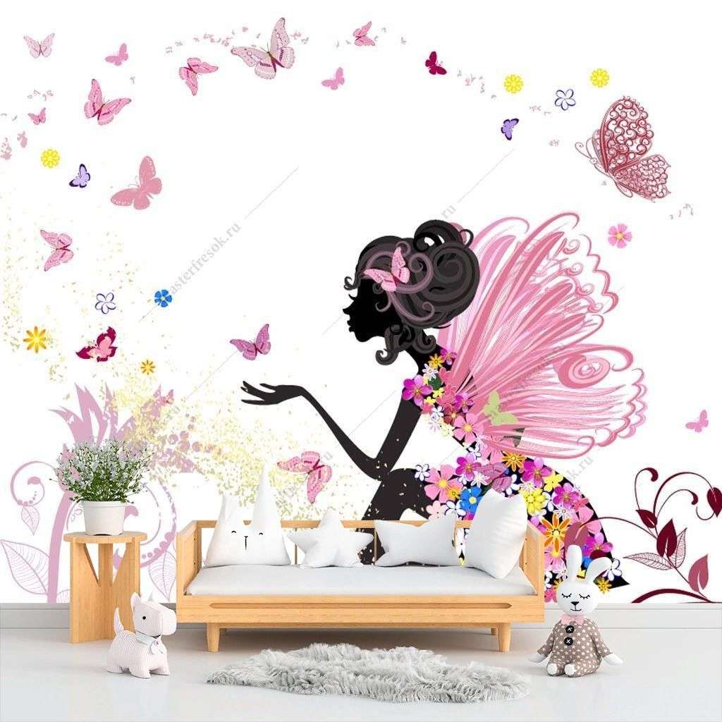 Фотообои в интерьере фея с бабочками  12-1241 фото