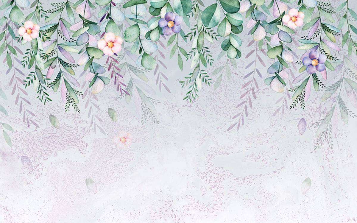 Фотообои в интерьере 3д фон растения  15-471 фото