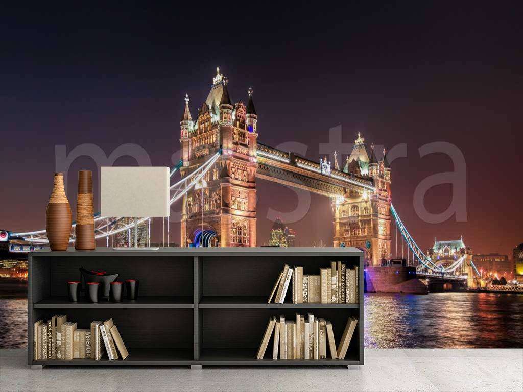 Фотообои в интерьере тауэрский мост поздним вечером  9-532 фото